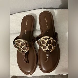 Kelly and Katie - brown and gold sandals